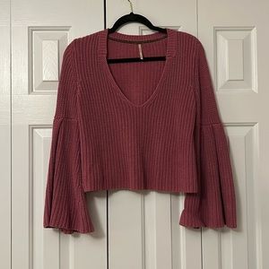 Free people hippie cropped pink sweater